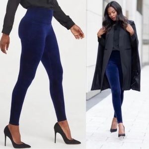 Spanx Velvet Leggings Lapis Night Blue Solid Pull On NWT Women's XS